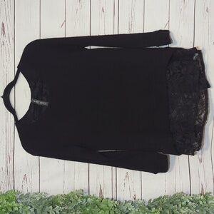 Design Lab Lord and Taylor Black‎ Lace Sweater Whimsigoth Dark Romantic Small